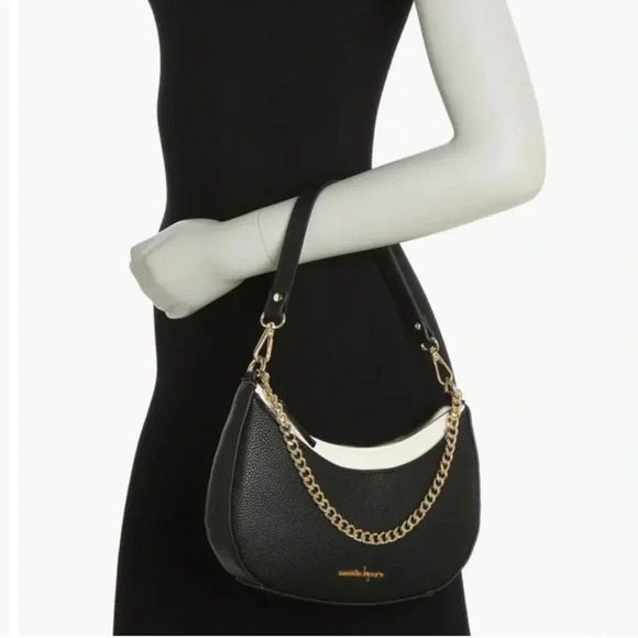 Nanette Lepore Handbags - Nanette Lepore Natasha Baguette Black White Shoulder Bag With Gold Hardware